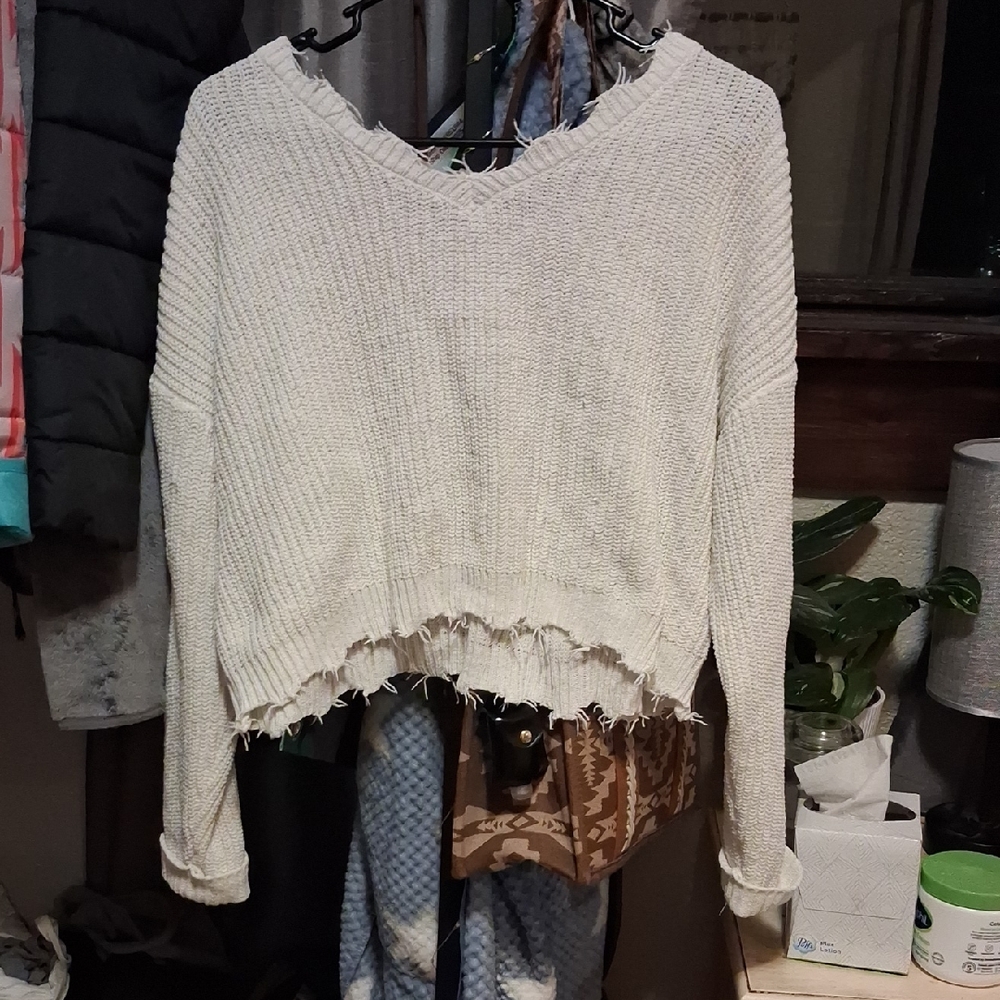 Blue Rain Ivory Knit Top